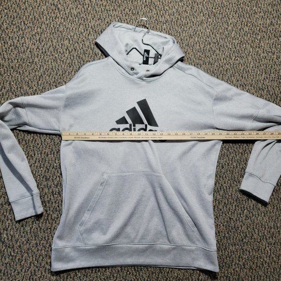 Adidas Grey and Black Logo Hoodie Size Large *** No Hoodie String *** - Picture 11 of 15